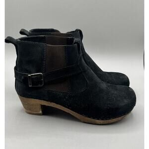 Sanita Peggy-Sue Jodhpur Clog Black Boots Wooden Heel Re-soled Heels Sz 39 US 8